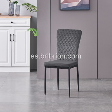 Sillas de comedor de terciopelo gris sin brazo para mesa de comedor